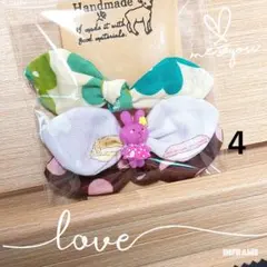 ヘアゴムキッズ　ハンドメイド　デコパーツ　リボン　うさみみ　ヘアゴム　うさぎ