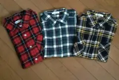チェック柄長袖ネルシャツ3点セット