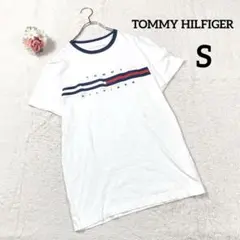 【トミーヒルフィガー】半袖Tシャツ カットソー (Ｓ) 白 ロゴT クルーネック