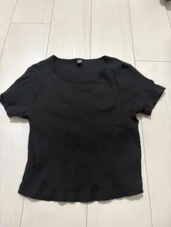 UNIQLO ブラック リブ編み Tシャツ M