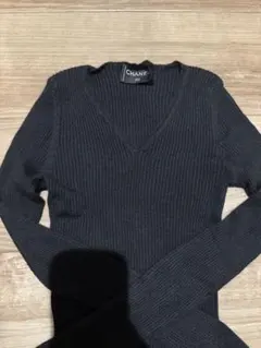 CHANEL シャネル リブニット Vネック 長袖 ブラックのサムネイル
