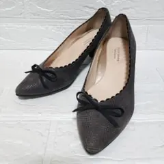 Marie femme パンプス ポインテッドトゥ リボン 千鳥格子 23.5