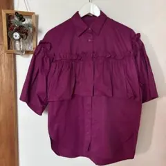 【新品未使用】OPAQUE.CLIPフリル付きブラウス　ボルドー