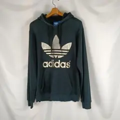 adidas　パーカー　ブラック　シルバー　M　トレフォイル　B5579のサムネイル