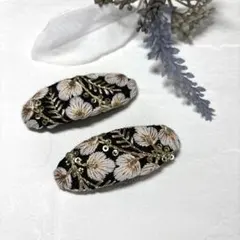 ハンドメイド インド刺繍リボン パッチンピン 2点セット