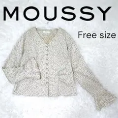MOUSSY ドット柄フレア袖シャツ Free size 丸ボタン Vネックのサムネイル