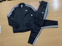 adidas ブラックジャージ上下セット M