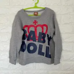BABY DOLL トレーナー 120サイズ グレー デカロゴプリント