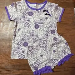半袖パジャマ　140 ショートパンツ　総柄　紫色系