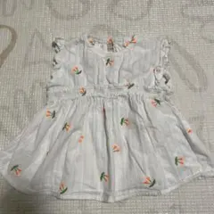 petit main 花柄刺繍 フリル袖 トップス 90cm