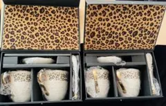 【2セット】ジョバンニバレンチノティーカップ ×4 スプーン×4 ミニトレー×2