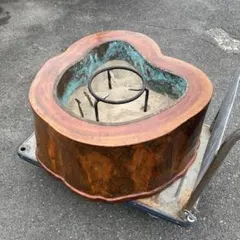 アンティーク　大型　火鉢　昭和レトロ　丸太　くりぬき火鉢　欅　ケヤキ　灰付き アンティーク 大型 火鉢 昭和レトロ 丸太 くりぬき火鉢 欅