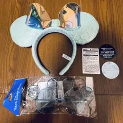 ディズニー ミニー スパンコール カチューシャ サングラス セット 水色