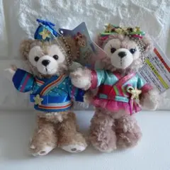 新品 ダッフィー & シェリーメイ 七夕 ぬいば ぬいぐるみ バッジ ストラップ