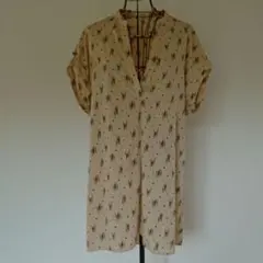 ベージュ 柄 半袖チュニック ワンピース le coeur blanc