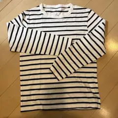 ZOZO ホワイト/ネイビー ストライプ 長袖カットソー