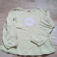 花刺繍 長袖カットソー 100cm 黄色