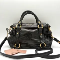 MIU MIU 2wayハンドバッグ ヴィッテロリュクス ブラック リボン
