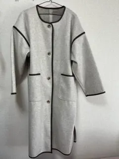 グレー オーバーサイズ タイピングロングコート