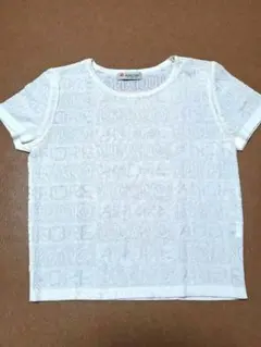 【日本製】ANDRELUCIANO 　ロゴ透かし総柄　半袖Tシャツ ホワイトのサムネイル