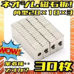 《30枚》角型ネオジム磁石板 ビス穴付き