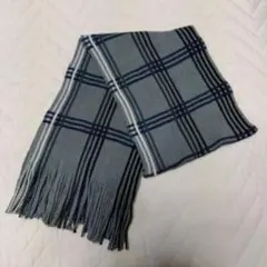 【PLUS ONE 】チェック柄マフラー グレー系
