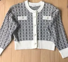ハニーズ　ツイードカーディガン チェック　L レディース　ニット　トップス