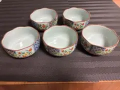 【未使用】有田焼 西峰作 錦扇花 梅型小鉢 5客セット 箱付き