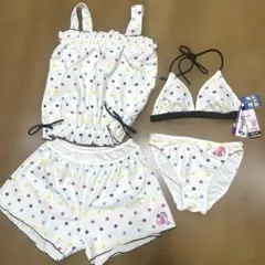 y2k新品水着４点セットBODY GLOVEドット柄ビキニタンキニショーパン付きのサムネイル