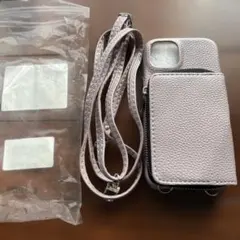 ライトパープル iPhone14ケース ストラップ付き