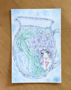 透明水彩原画　「澄みわたる透明の中へ」