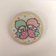 リトルツインスターズ キキララ 刺繍缶バッジ