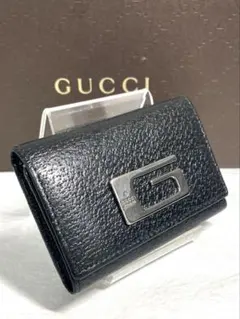 美品 GUCCI グッチ Gロゴ レザー 6連キーケース ブラック 黒