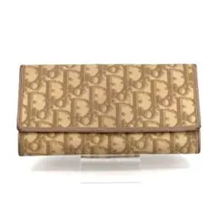 Christian Dior トロッター柄 長財布 ベージュ PVC