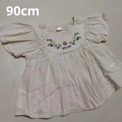 tete a tete 半袖 刺繍 花柄 ペプラム アイボリー 90cm