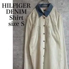 HILFIGER DENIM デニムポイント シャツ　長袖 ホワイト　星刺繍 Sのサムネイル