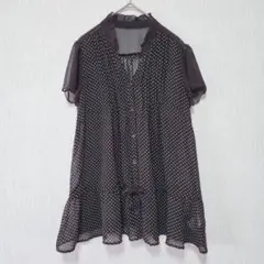 【KLEIN PLUS】（M）シフォンドット柄半袖チュニックブラウス/大人可愛いのサムネイル