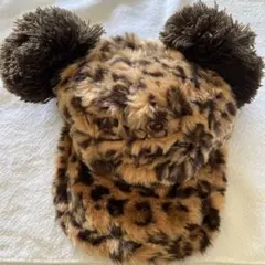 Disney 豹柄 レオパード ポンポン付 ファン キャップ