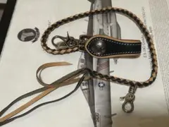 デグナー　レザー編み込みウォレットチェーン