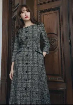 herlipto Classic Tweed Midi Dress