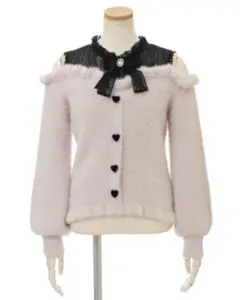 リズリサ lizlisa レイヤード風肩あきニット ピンク ブラック 地雷系