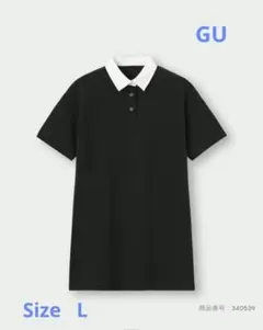 GU バイカラーポロミニワンピース半袖Q L ブラック