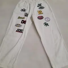 刺繍ロゴ付きホワイトパンツ　L