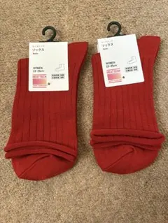 【新品】ユニクロ　ヒートテック　ソックス　2足セット　23〜25cm RED