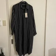 ブラックストライプシャツワンピース Fのサムネイル