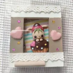 こねこねいちご　作家 ハンドメンド ミニチュア粘土細工　ミニフレーム