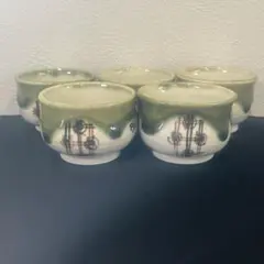 織部焼 湯呑み 5客セット 和食器 湯のみ 緑釉 茶器 来客用