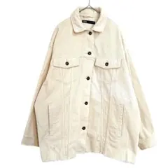 ザラ【S】コーデュロイデニムライクジャケット　アイボリー　カジュアル