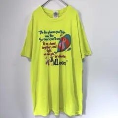 ギルダン 半袖Tシャツ 黄色 メッセージプリント L ストリート ダメージ 古着