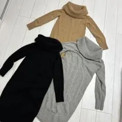 2way UNIQLO タートルネックニットワンピース 3色セット M